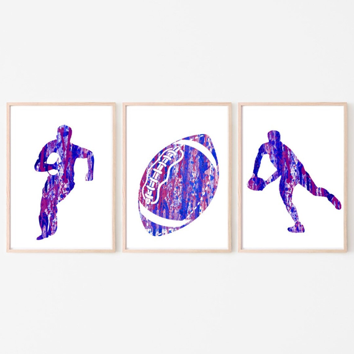 Set of 3. Rugby wall art. Rugby decal. Rugby prints. Rugby Etsy