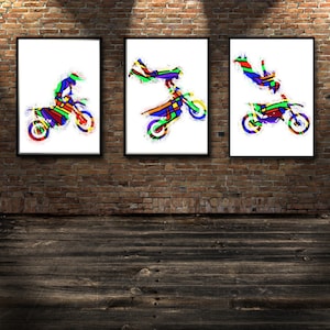Motocross print. Set of 3. Motocross wall art. Dirt bike wall art. Motorcycle wall art. Motorcycle print. Motorcycle wall art. Motorbike