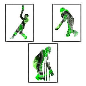 Cricket poster, cricket wall art, cricket prints, set of three, cricket bedroom decor, boys bedroom posters, Cricket decal, sports poster