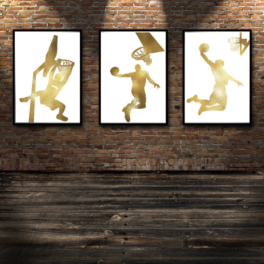 Set of 3. Basketball prints. Basketball wall art. Basketball Etsy