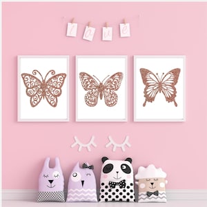 Vlinder muur kunst, vlinder prints, vlinder sticker, vlinder decor, vlinder poster, vlinder meisjes prints. Meisjes Slaapkamer print.