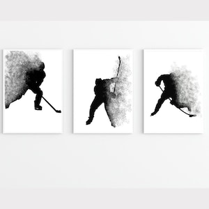 Ice Hockey Wall Art Set of 3 – Ice Hockey Prints, Boys Room Decor | Available A5 - A4 - A3 - A2 | Sports Poster Trio, Ice Hockey Poster