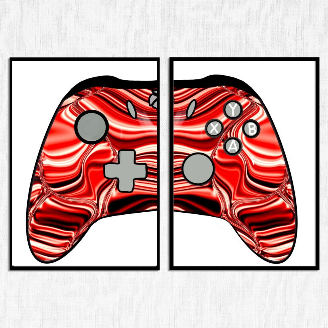 Set of 2. Xbox wall art. Fluid art Xbox prints. Xbox Etsy