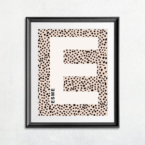 Leopard Impression initiale, art mural initial, décalcomanie léopard, pépinière léopard, lettre initiale, nom de l’impression léopard, art mural initial léopard,