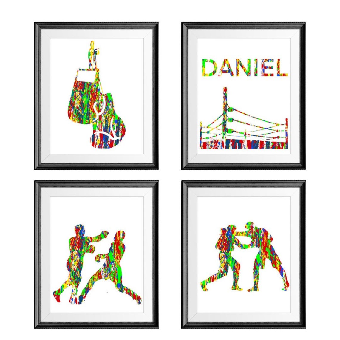 Set of 4. Personalised Boxing prints. Boxing wall art. Boxing Etsy