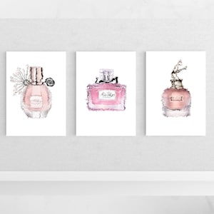 Set of 3 Perfume Prints – Chic Wall Art for Bedroom or Vanity, Fashionable Fragrance Posters, A5 A4 A3 A2 Sizes