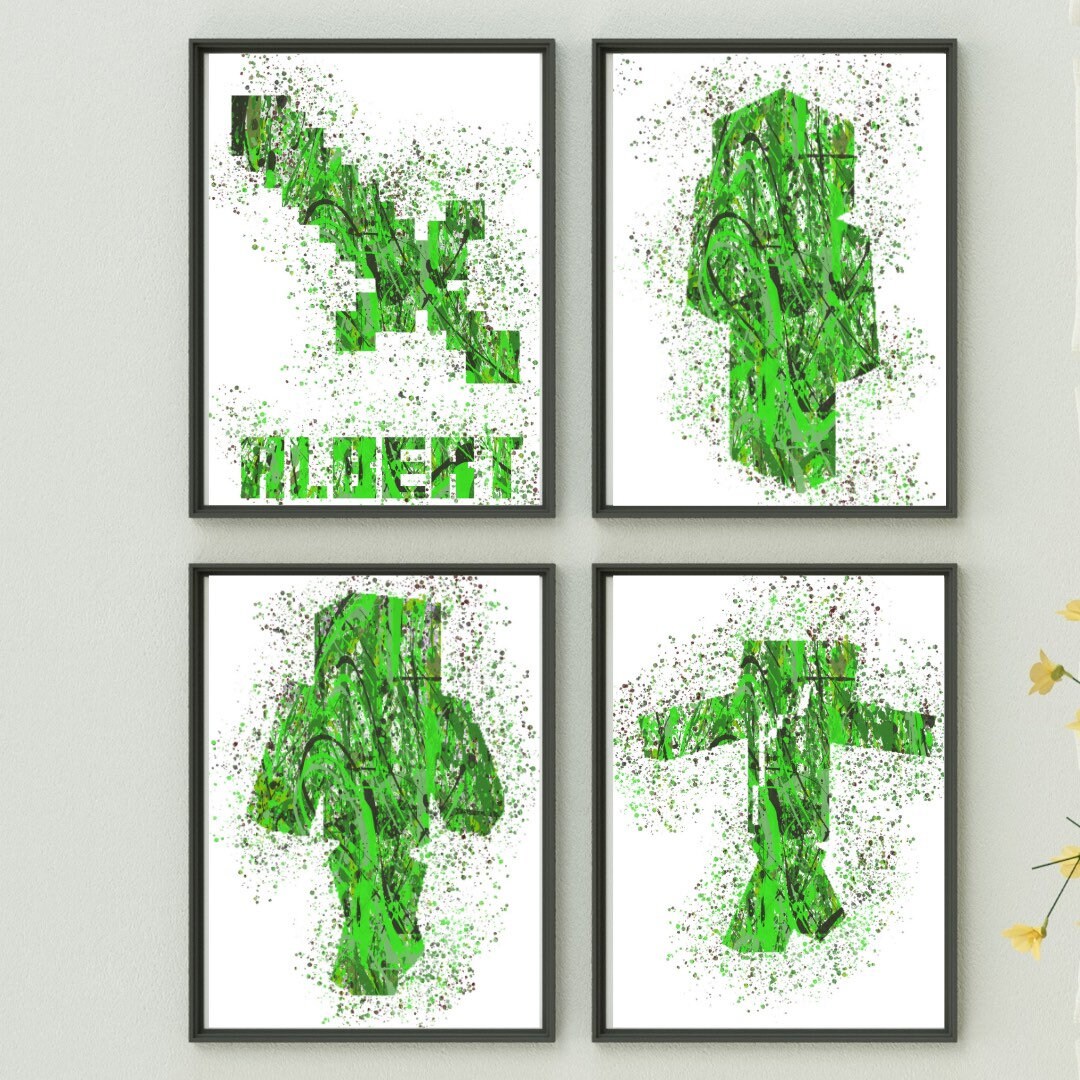 Minecraft Set of Four Prints. Minecraft Wall Art. Minecraft Etsy UK