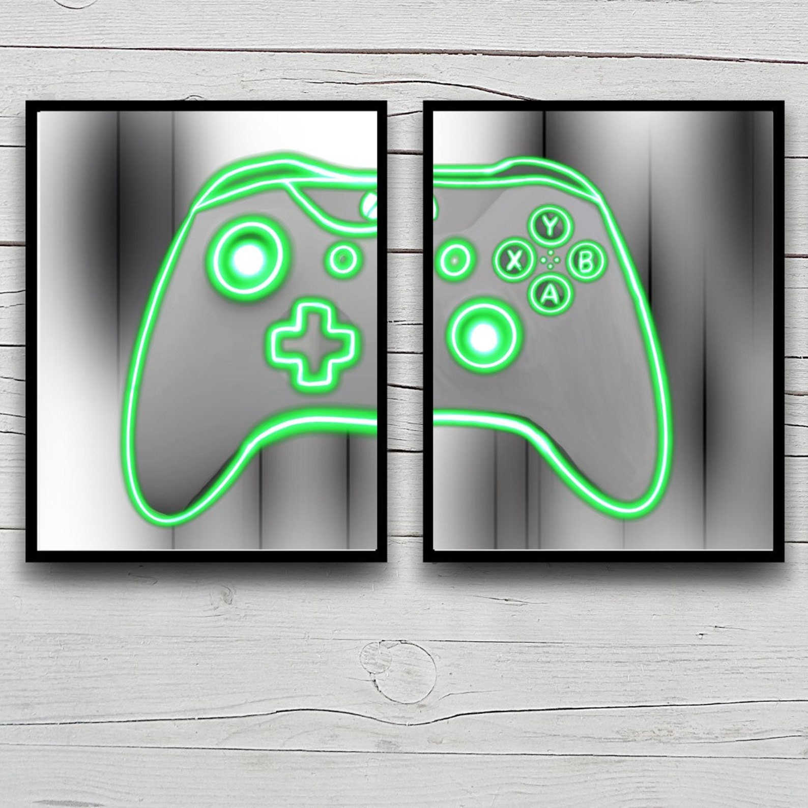 Set of 2. Xbox Wall Art. NEON Xbox Prints. Xbox Controller Etsy