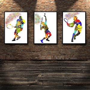 Tennis Wall Art Set of 3 – Boys Room Decor, Tennis Poster, Sport Prints for Kids Bedroom – A5 A4 A3 A2 Sizes