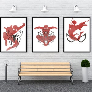 Spider-Man wall art. Spider-Man decal. Spider-Man prints. Spider-Man decor. Superhero wall art. Superhero prints. Superhero decal set of 3!
