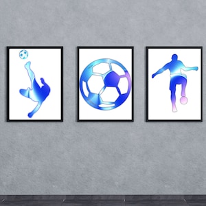 サッカープリント | 3枚セット | A5 A4 A3 A2サイズ | サッカーポスター | サッカーギフト
