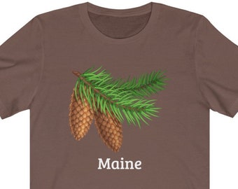Maine State Flower Pine Cone Tee - Soft Cotton Unisex T-Shirt