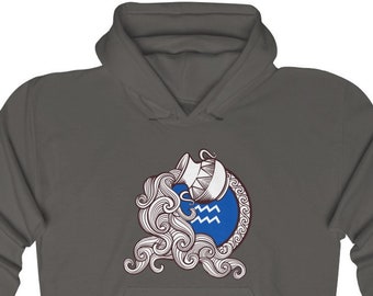 Aquarius Hooded Sweatshirt - Zodiac Pullover Sweatshirt
