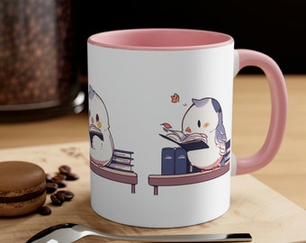 Tasse à café oiseau - Oiseau lisant une tasse à café livre