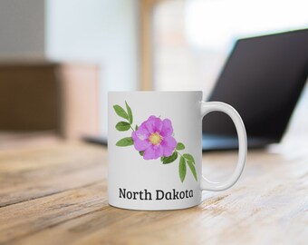 North Dakota Coffee Mug - State Flower Coffee Mug Gift