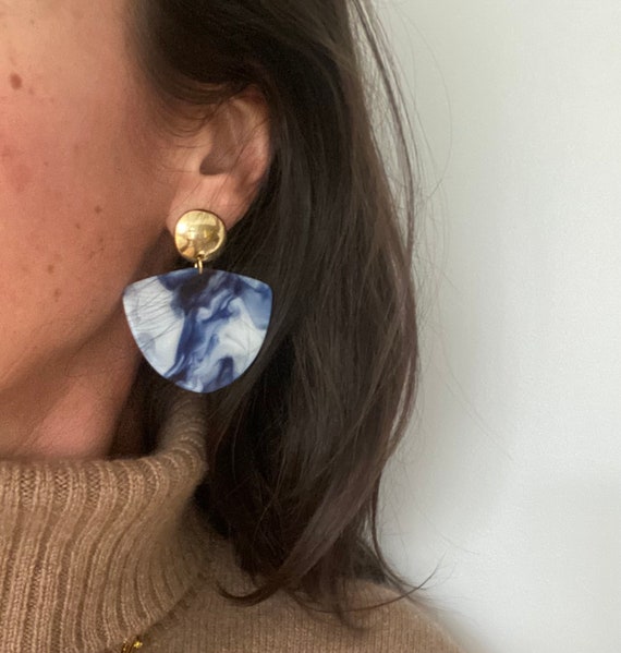 Selma Earrings in Marbled Resin - Etsy