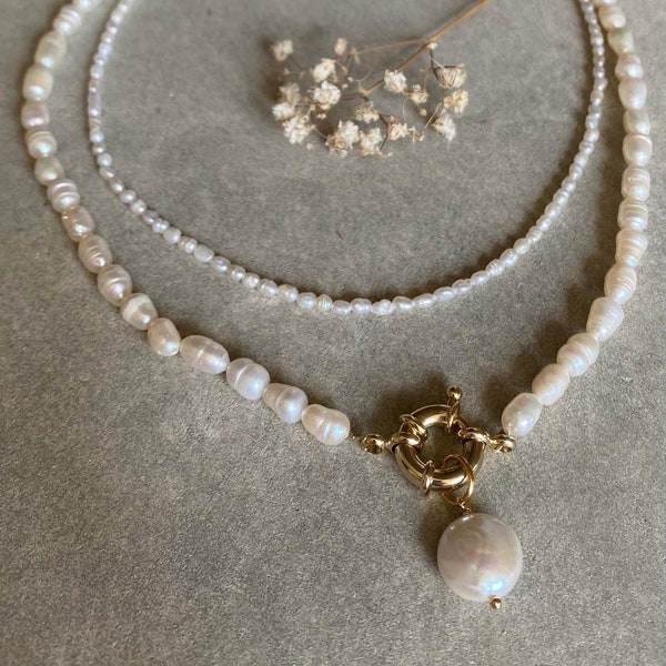 Collier Perles en perles d’eau douce avec pendentif