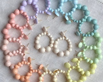 Boucles d'oreille perles Vintage résine Pastel M