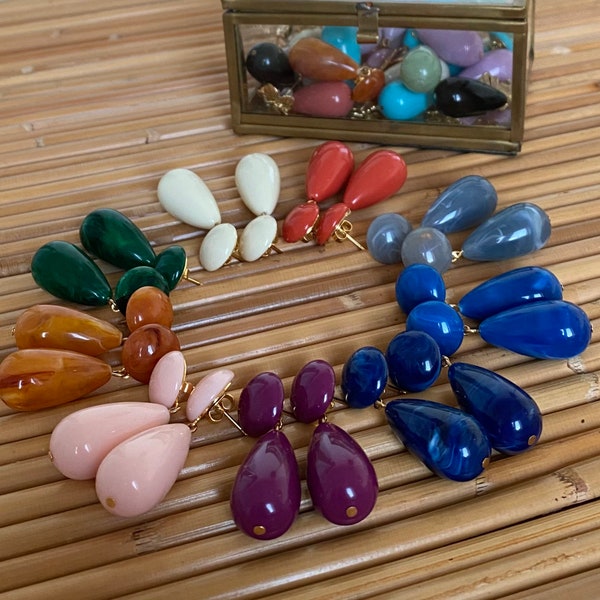 Précieuse earrings, drop and resin cabochon