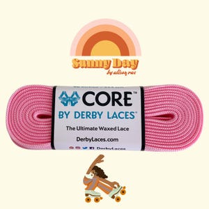 Lacci cerati per pattini a rotelle Derby CORE rosa zucchero filato: 96" o 108", 6 mm di larghezza