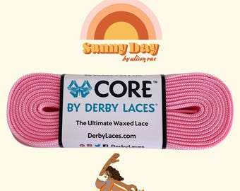Cotton Candy Pink Derby CORE Gewachste Rollschuh-Schnürsenkel: 96 "oder 108", 6 mm Breit