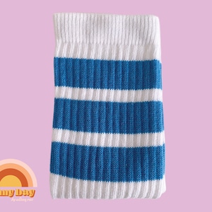 Retro Striped 22 Inch Skater Socks - Sky Blue, Roller Skating Gift, Blue Striped Socks, Striped Socks, Vintage, 70&#39;s, Retro, Old School