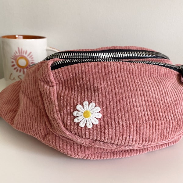 Blush Corduroy Fanny Pack, Pink Fanny Pack, Daisy Fanny Pack, Roller Skate Accessories, Roller Skate Gift, Gift for Nurse, Bum Bag, Corduroy