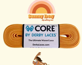 Sonnenblume Gelb Derby CORE gewachste Rollschuh-Schnürsenkel: 96 "oder 108", 6 mm breit