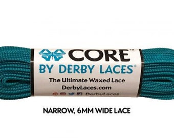 Teal Derby CORE Gewachste Rollschuh-Schnürsenkel: 96 "oder 108", 6 mm breit