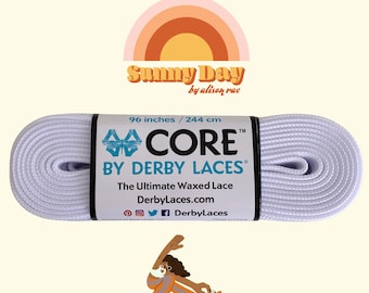Weiße Derby CORE gewachste Rollschuh-Schnürsenkel: 96 "oder 108", 6 mm breit