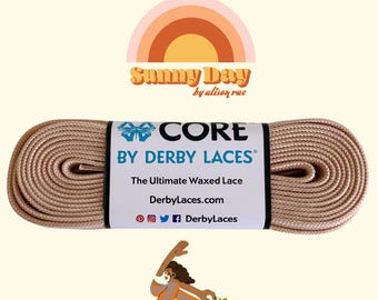 Hellbraune Derby CORE gewachste Rollschuh-Schnürsenkel: 96 "oder 108", 6 mm breit