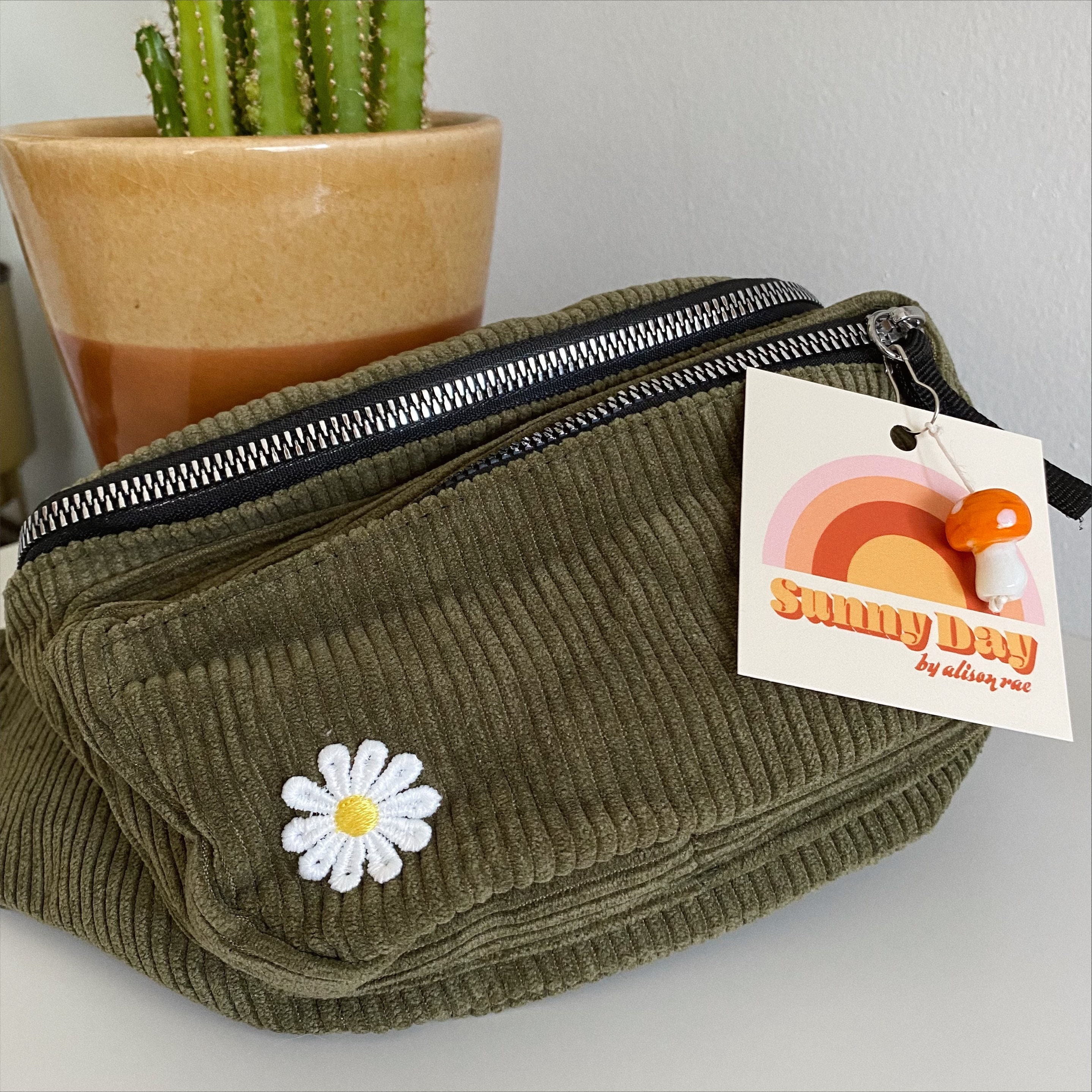 Olive Corduroy Fanny Pack, Green Corduroy Fanny Pack, Daisy Fanny Pac…