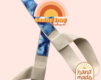 Handmade Blue Tie Dye Roller Skate Leash: Adjustable Retro Carrying Strap - UNDER THE SEA