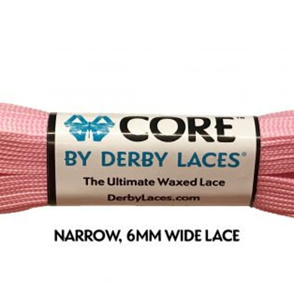 Lacets de patins à roulettes - Derby rose bonbon, lacets cirés CORE, 96", 108", 6 mm de large, lacets de patin roses