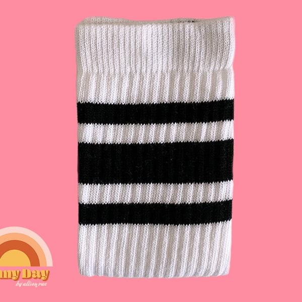 Retro gestreepte kniehoge skatersokken: zwarte katoenmix