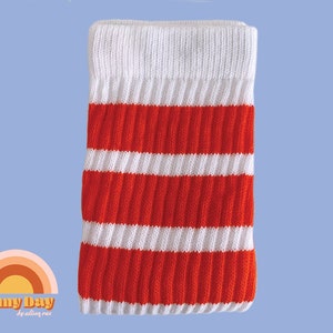 Retro Striped 22 Inch Skater Socks - Tomato Orange, Gift for Roller Skater, Orange Socks, Striped Socks, 70&#39;s, Vintage, Retro, Old School
