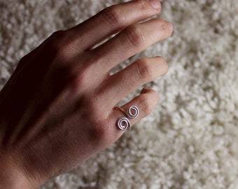 Handcrafted Sun Swirl Ring | Dainty Adjustable Midi or Pinky Ring | Recycled 925 Sterling Silver