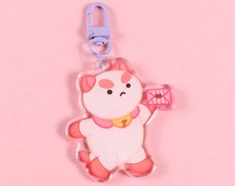 Puppycat Temp Worker 2.5" Epoxy Domed Clear Acrylic Double Sided Keychain | Ionzy's Studio