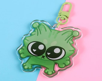 Alien Glorp Cat Meme, 2.5" Epoxy Domed Clear Acrylic Double Sided Keychain | Ionzy's Studio