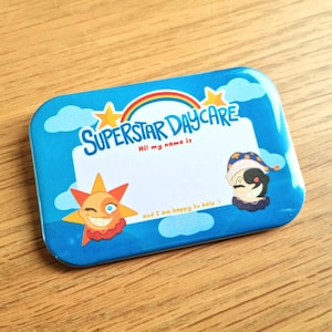 Superstar Daycare Staff FNAF INSPIRED Large Rectangular Button Badge | Ionzy's Studio