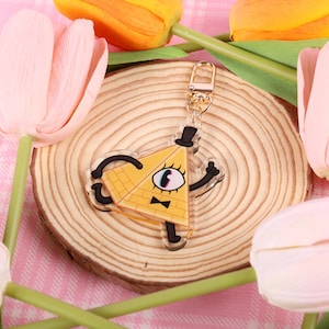 B1ll C1ph3r, Gravity Falls INSPIRED, 2.5&quot; Clear Acrylic Double Sided Keychain | Ionzy&#39;s Studio