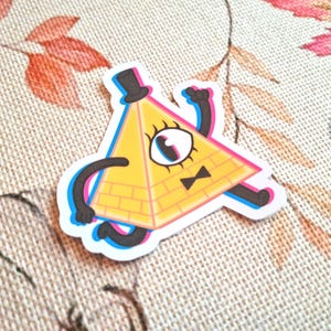 B1ll C1ph3r, Inspirado en Gravity Falls, Adhesivo de vinilo UV de 2,5" / Ionzy's Studio
