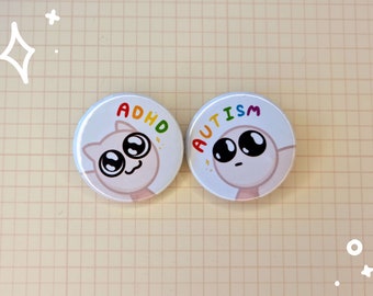 Autism & ADHD Button Badges | Ionzy&#39;s Studio