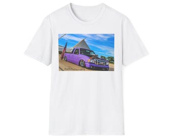 Purple Lowered Truck T-Shirt | Custom Truck Photo, American Flag