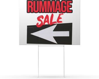 Rummage Sale Yard Sign | Arrow Direction Outdoor Yard Sign