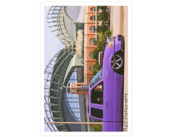 Purple Truck Photograph Sticker Kiss-Cut Vinyl Decal | Stadium Background