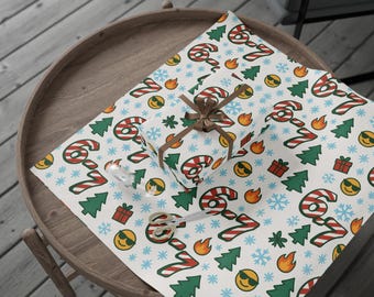 Candy Cane 6-7 Pattern Wrapping Paper | Christmas Trees, Snowflakes, Presents