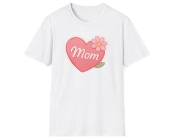 Pink Floral Heart Mom T-Shirt | Soft Cotton Crew Neck Top
