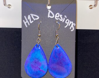 Blue Purple Teardrop Earrings | Lightweight Dangle Statement Jewelry