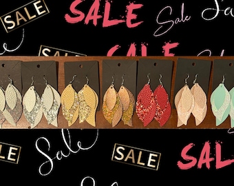 Layered Glitter Leather Teardrop Earrings, Lightweight Statement Boho Jewelry